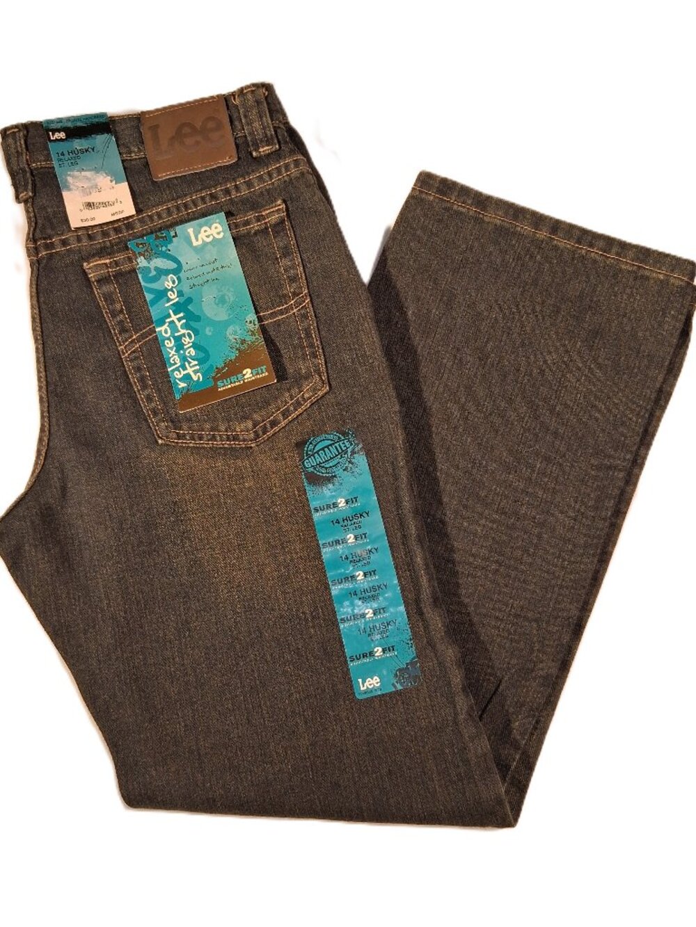 LEE Jeans Boys 14 Husky Sure 2 Fit Adjustable Waist NWT Relaxed Straight Leg